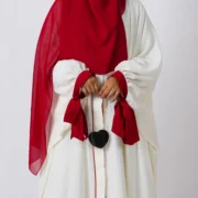 Siraya Off-White Crepe Abaya with Tie Sleeves - Image 2