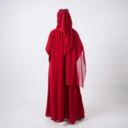 Jumaan Cherry Red Nida Abaya with Pearl Embellishments - Image 3