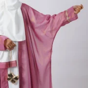 Wardah Pink Shimmer Butterfly Gown with White Malai Inner - Image 2