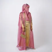 Shafaq Pink Shimmer Farasha-Style Gown with Golden Silk Inner - Image 4