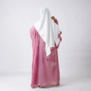 Wardah Pink Shimmer Butterfly Gown with White Malai Inner - Image 4