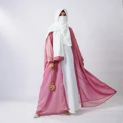 Wardah Pink Shimmer Butterfly Gown with White Malai Inner