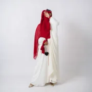 Siraya Off-White Crepe Abaya with Tie Sleeves - Image 3